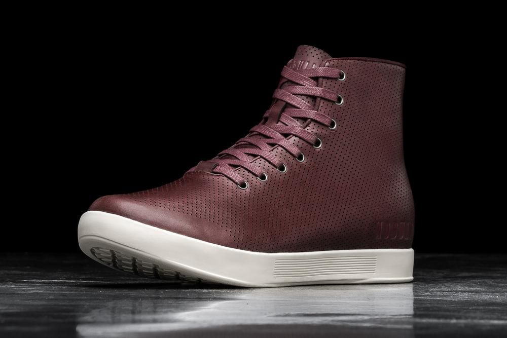 NOBULL Visoke Tenisice Muške - Nobull Leather Bordo (418359-ZPC)